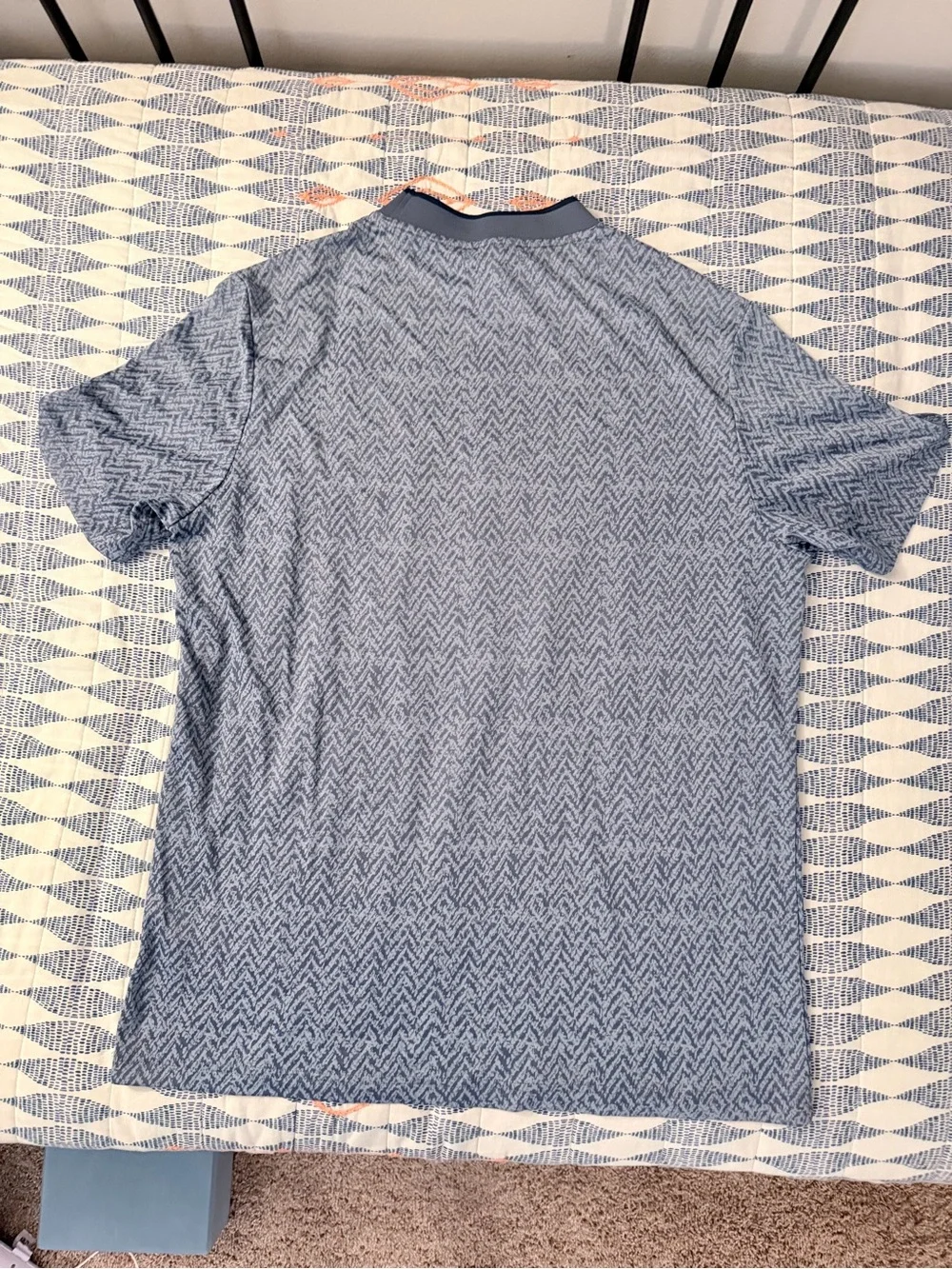 Adidas Ultimate365 Piqué Mock Collar Polo Shirt Blue Size Large
